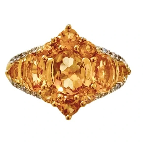 Citrine Diamond Cocktail Ring Abundance and Prosperity November Birthstone - Picture 8 of 8